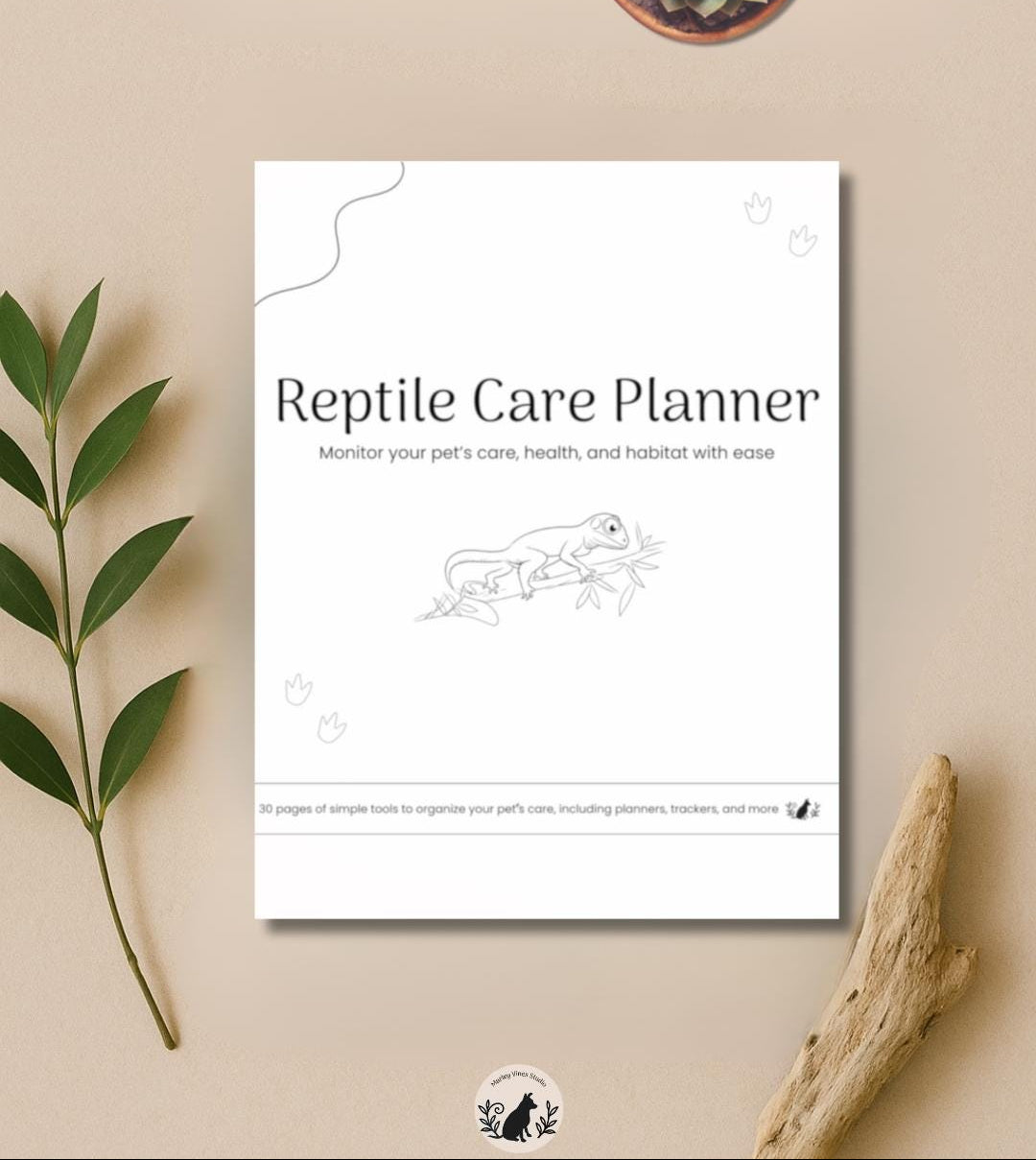 Preview of pages included in the Reptile Care Planner, Printer-Friendly
