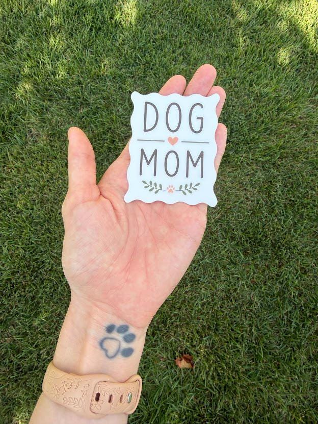 Alternate view of the Dog Mom Handwritten Sticker