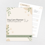 Dog Care Planner full-color printable PDF cover and interior page