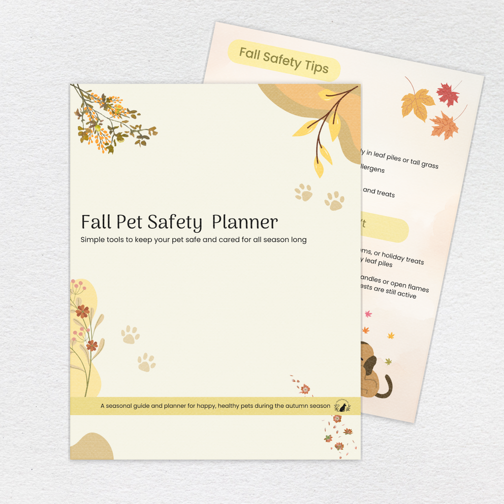 Fall Pet Safety Planner printable PDF cover and interior page