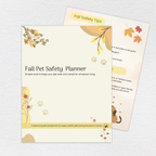 Fall Pet Safety Planner printable PDF cover and interior page
