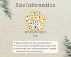 Goldenrod Floral Paw Print Sticker size information, approximately 2.5 inches