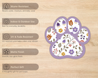 Heather Floral Paw Print Sticker features including water resistance, UV resistance and matte finish