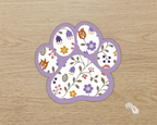 Heather Floral Paw Print Sticker with lavender border and floral pattern