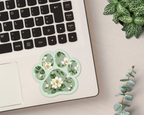 Magnolia Sage Floral Paw Print Sticker on a laptop