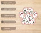Rose Garden Floral Paw Print Sticker features including water resistance, UV resistance and matte finish